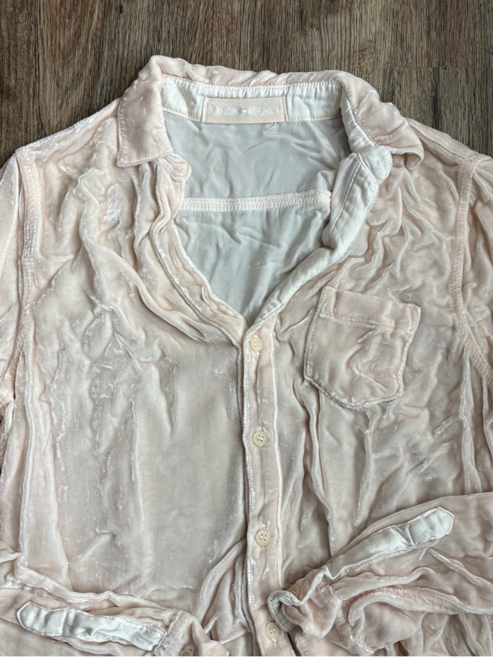 CP Shades x Gorsuch Velvet Button Down Blouse Women’s XS Shirt Blush Pink Silk - Picture 15 of 15